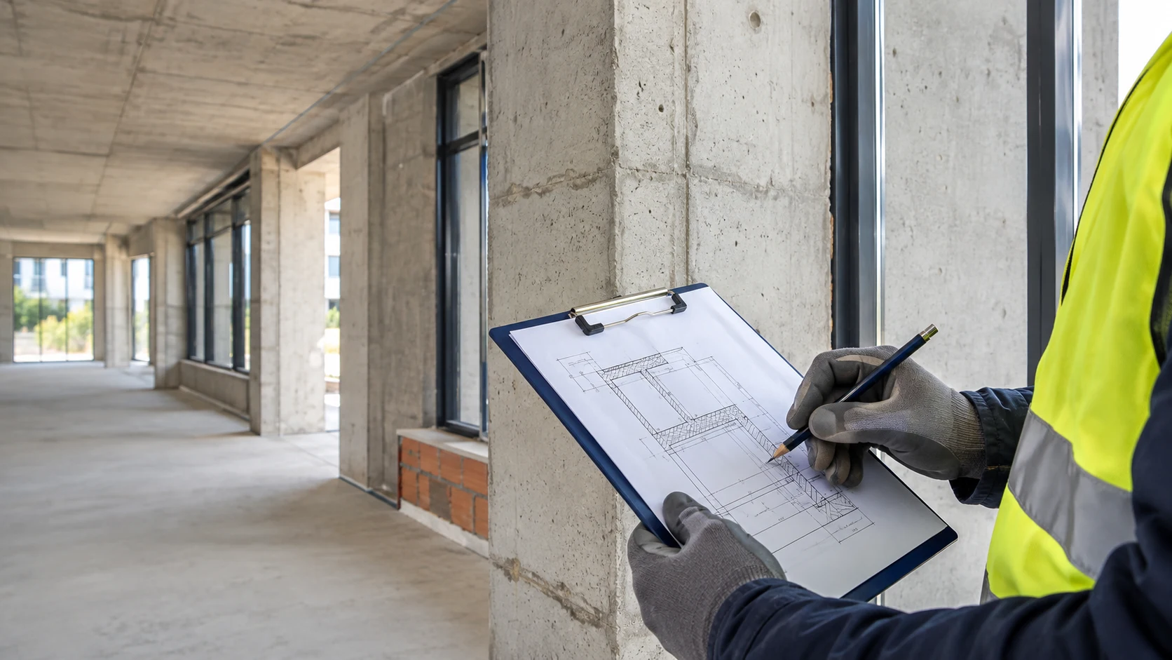 Illustrative site inspection comparing a window junction with a construction drawing