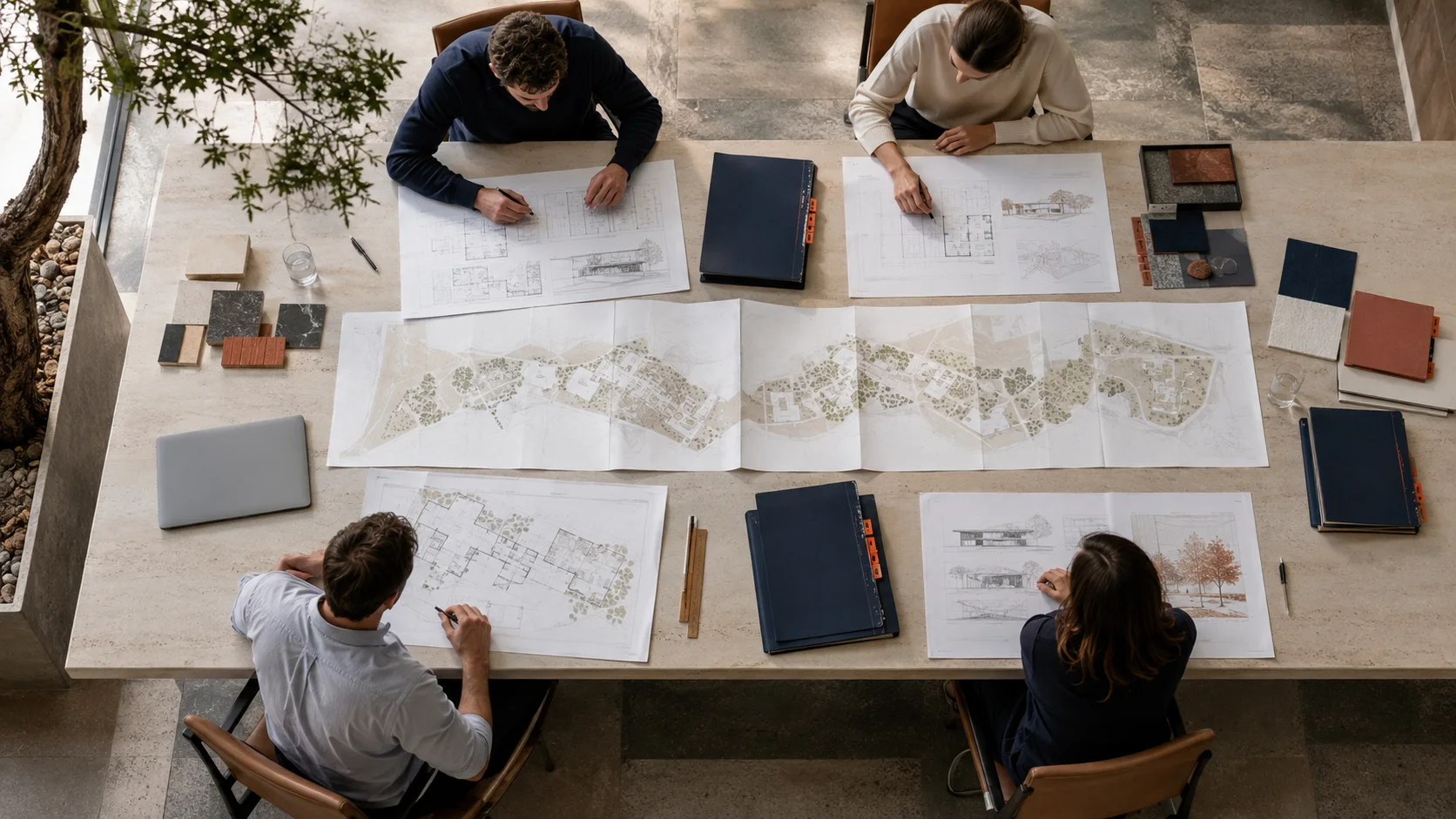 Illustrative collaborative drawing review with fictional participants, not ACE personnel